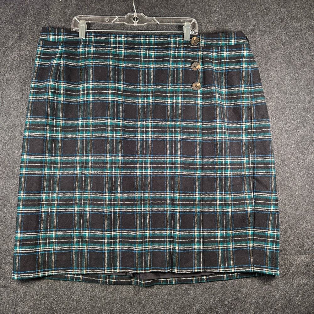 NWOT JESSICA LONDON Wool Blend Tartan Plaid Skirt 26W Heritage Preppy Winter
